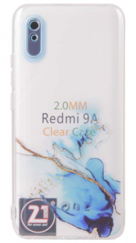 Силиконовый чехол для Xiaomi Redmi 9A water ink синий