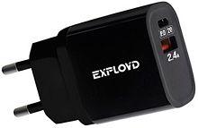 СЗУ 1 USB, Type-C Exployd, EX-Z-1127, RASH, 3.0A, пластик, 20Вт, PD чёрный