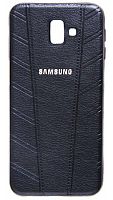 Силиконовый чехол для Samsung Galaxy J610/J6 Plus (2018) кожа с прострочками черный