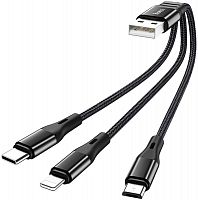 Кабель USB - Apple 8 pin, Type-C, микро USB HOCO X47 1.0м, круглый, 2.0A черный