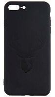 Силиконовый чехол для Apple iPhone 7 Plus/8 Plus гравированный Олень чёрный