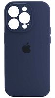 Силиконовый чехол Soft Touch для Apple iPhone 14 Pro с защитой камеры лого темно-синий