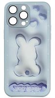 Силиконовый чехол для Apple iPhone 14 Pro Max стеклянный с защитой линз Bunny