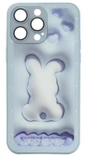Силиконовый чехол для Apple iPhone 14 Pro Max стеклянный с защитой линз Bunny