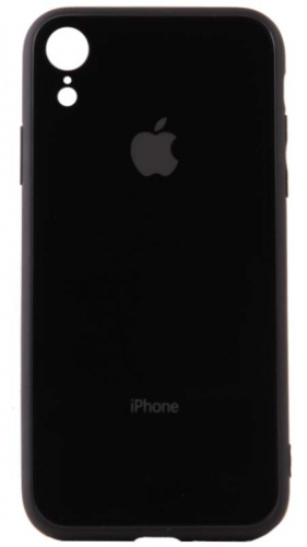 Силиконовый чехол для Apple iPhone XR стеклянный с защитой камеры черный