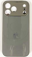 Силиконовый чехол для Apple iPhone 17 Pro Max стеклянный с защитой камеры серый