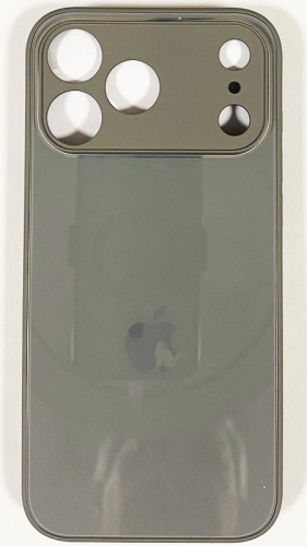 Силиконовый чехол для Apple iPhone 17 Pro Max стеклянный с защитой камеры серый