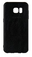 Силиконовый чехол для Samsung Galaxy S7 Edge/G935 кожаный с логотипом черный