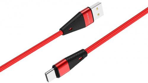 Кабель USB - Type-C Borofone BU10 Pineapple, 1.2м, круглый, 2.4A, нейлон красный