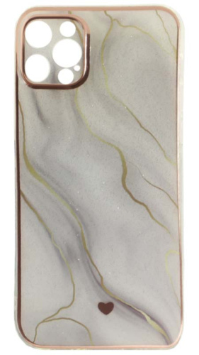 Силиконовый чехол для Apple iPhone 12 Pro с золотой окантовкой мрамор белый