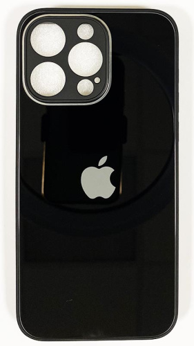 Силиконовый чехол для Apple iPhone 15 Pro Max стеклянный с защитой камеры черный