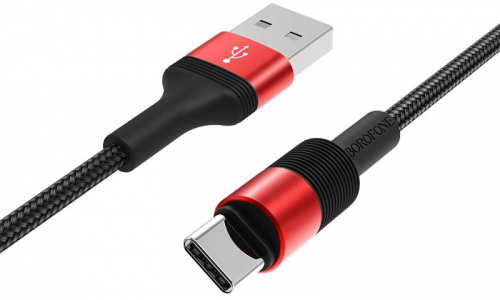 Кабель USB - Type-C Borofone BX21 Outstanding 1.0м круглый 3.0A ткань красный