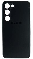 Силиконовый чехол для Samsung Galaxy S23 матовое стекло с лого черный
