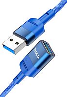 Кабель USB - USB(f) HOCO U107 1.2м круглый 3,0А силикон синий