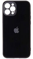 Силиконовый чехол для Apple iPhone 12 Pro Max стеклянный с защитой камеры черный