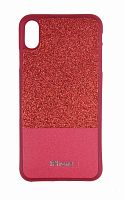 Силиконовый чехол для Apple iPhone XS Max кожа с блеском красный