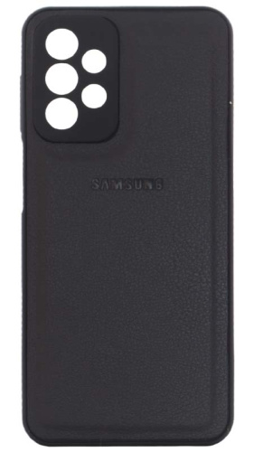 Силиконовый чехол для Samsung Galaxy A23/A235 с защитой камеры кожа с лого черный