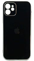 Силиконовый чехол для Apple iPhone 12 глянцевый с окантовкой черный