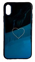 Силиконовый чехол для Apple iPhone X/XS сердце перламутр синий