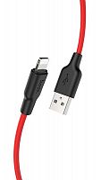 Кабель USB - Apple 8 pin HOCO X21 Plus 1.0м круглый 2.4A силикон черно-красный