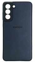Силиконовый чехол для Samsung Galaxy S21 FE кожа с лого синий