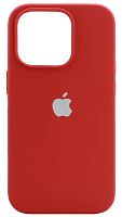 Задняя накладка Soft Touch для Apple Iphone 14 Pro красный с белым яблоком