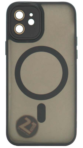Силиконовый чехол MagSafe для Apple iPhone 12 матовый с линзами черный