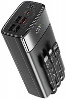 Внешний аккумулятор Walker WB-635, 30000 mAh, Li-Pol, 3A, 22,5Вт, QC+PD, с 3 кабеля чёрный