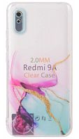 Силиконовый чехол для Xiaomi Redmi 9A water ink розовый