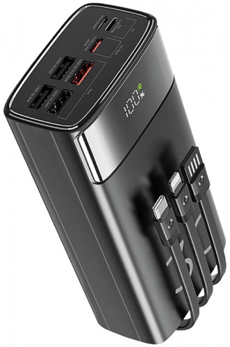 Внешний аккумулятор Walker WB-635, 30000 mAh, Li-Pol, 3A, 22,5Вт, QC+PD, с 3 кабеля чёрный Внешний аккумулятор Walker WB-635, 30000 mAh, Li-Pol, 3A, 22,5Вт, QC+PD, с 3 кабеля чёрный