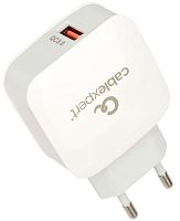 СЗУ Cablexpert MP3A-PC-40, 18Вт, 3А, быстрая зарядка QC3.0/PD, 1 порт USB, белый, пакет