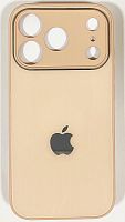 Силиконовый чехол для Apple iPhone 17 Pro стеклянный с защитой камеры персиковый