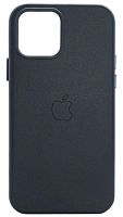 Силиконовый чехол MagSafe для Apple iPhone 12/12 Pro кожа темно-синий