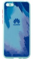 Силиконовый чехол для Huawei Honor 7A/Y5 (2018) стеклянный краски голубой