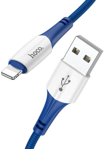 Кабель USB - 8 pin HOCO X70 Ferry, 1.0м, круглый, 2.4A, нейлон синий