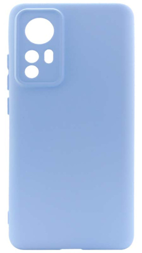 Силиконовый чехол для Xiaomi 12/12X soft с защитой камеры голубой