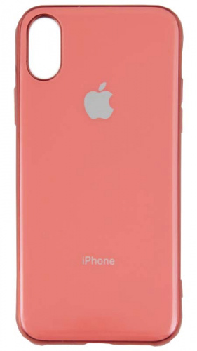 Силиконовый чехол для Apple iPhone X/XS яблоко глянцевый коралловый