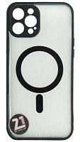 Силиконовый чехол для Apple iPhone 12 Pro Max MagSafe с окантовкой и защитой камеры черный