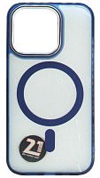 Силиконовый чехол для Apple iPhone 15 Pro MagSafe с комплектом линз синий