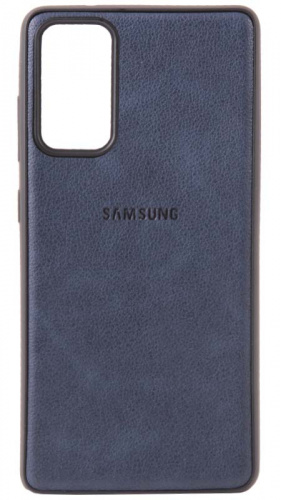 Силиконовый чехол для Samsung Galaxy S20 FE кожа с лого синий