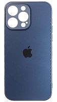 Силиконовый чехол для Apple iPhone 14 Pro Max стеклянный с защитой камеры голубой перламутр