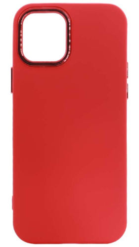 Силиконовый чехол для Apple iPhone 12/12 Pro матовый с глянцневыми кнопками красный