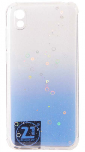 Силиконовый чехол для Huawei Honor 8S/Y5 (2019) с блестками градиент прозрачный синий