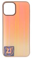 Силиконовый чехол для Apple iPhone 12/12 Pro с золотой окантовкой прозрачно-оранжевый
