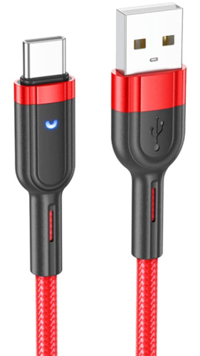 Кабель USB - Type-C HOCO U117 Grand 1.2м 2.4A красный