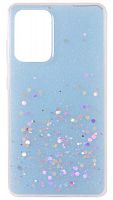 Силиконовый чехол для Samsung Galaxy A52/A525 с блестками и звездами голубой