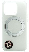 Силиконовый чехол HOCO для Apple iPhone 15 Pro Rotating Magnetic Case серебро