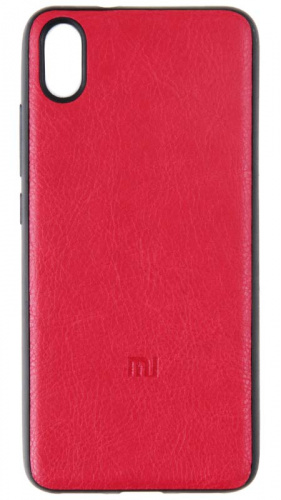 Силиконовый чехол для Xiaomi Redmi 7A кожа с лого красный вид 2