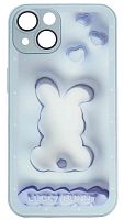 Силиконовый чехол для Apple iPhone 14 стеклянный с защитой линз Bunny