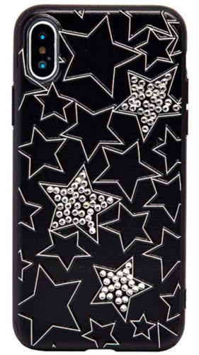 Силиконовый чехол BlingBally для Apple iPhone X/XS звезды со стразами чёрный